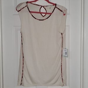 New w tags cream tank with floral trim